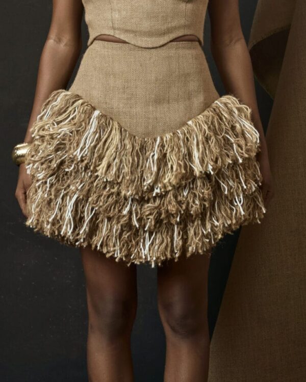 Brown jute skirt and top